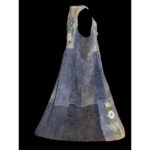 Vtg 70s Char Vest Duster Jacket Hand painted Floral Flower Boho Hippie Hippy - Picture 4 of 16